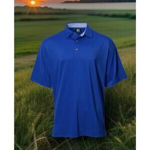 FootJoy PGA Golf Polo Shirt FJ Collar Royal Blue ProDry Mens Medium Fast Ship